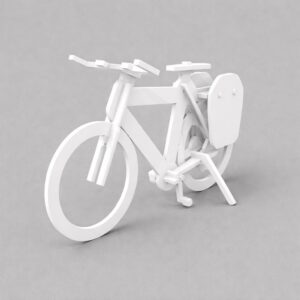 bicycle kit card – diy physical model (white, paintable bicycle miniature kit)