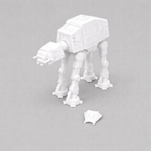at at walker kit card – diy physical model (white, paintable sci fi miniature kit)