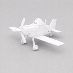 dusty crop hopper airplane kit card – diy physical model (white, paintable cartoon aircraft kit)