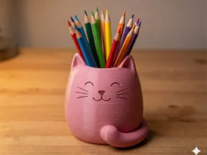pink kitty pencil holder 1
