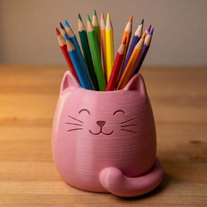 Home pink kitty pencil holder 1